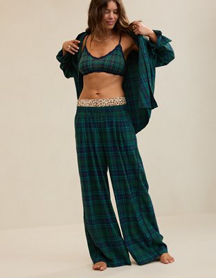 Aerie Checked Out Flannel Wide Leg Pant