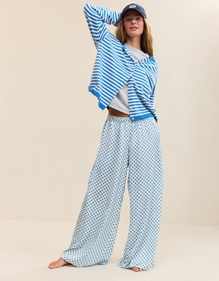 OVERSLEPT by Aerie Liquid Satin Wide Leg Pant