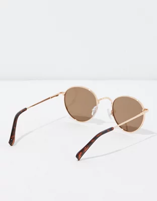 Ae Retro Round Brown Sunglasses Women's Brown One Size