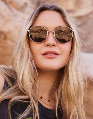 AEO Retro Round Brown Sunglasses