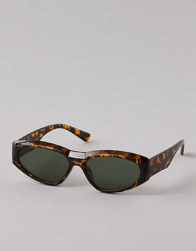 AEO Tortoise-Hued Wrap Sunglasses