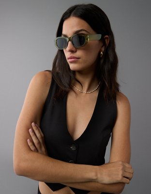 Женские солнцезащитные очки American Eagle AEO Angular Olive Sunglasses — фото 2