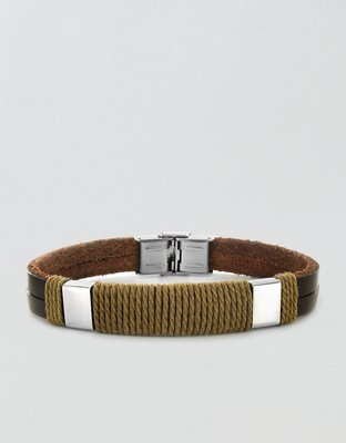 West Coast Jewelry Rope-Wrapped Leather Bracelet