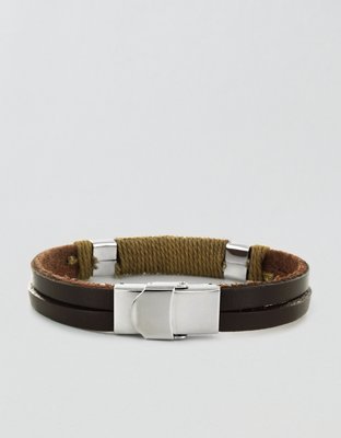 West Coast Jewelry Rope-Wrapped Leather Bracelet