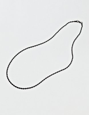 West Coast Jewelry Men's Black Plated Stainless Steel Rope Chain