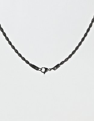 West Coast Jewelry Men's Black Plated Stainless Steel Rope Chain