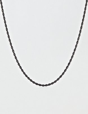 West Coast Jewelry Men's Black Plated Stainless Steel Rope Chain