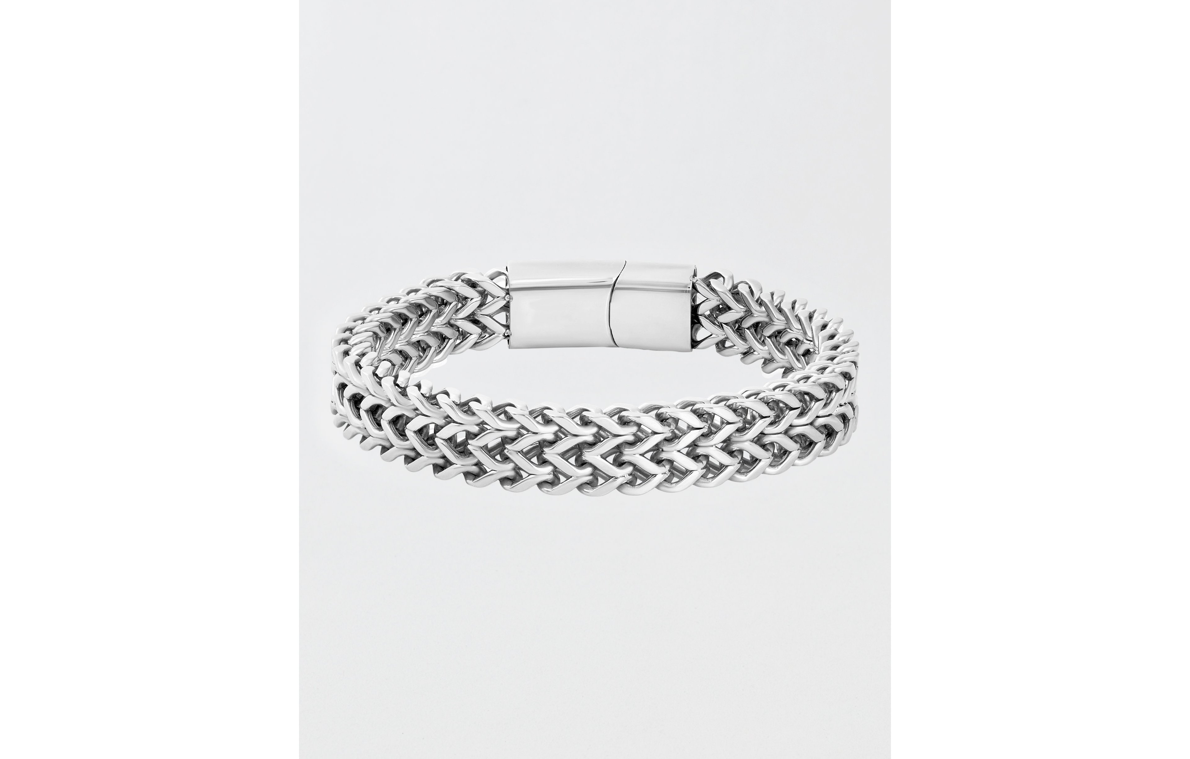 West Coast Jewelry Men's Polished Double Franco Chain Cuff Bracelet