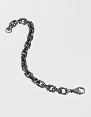 West Coast Jewelry Men's Beveled Edge Gunmetal Chain Bracelet