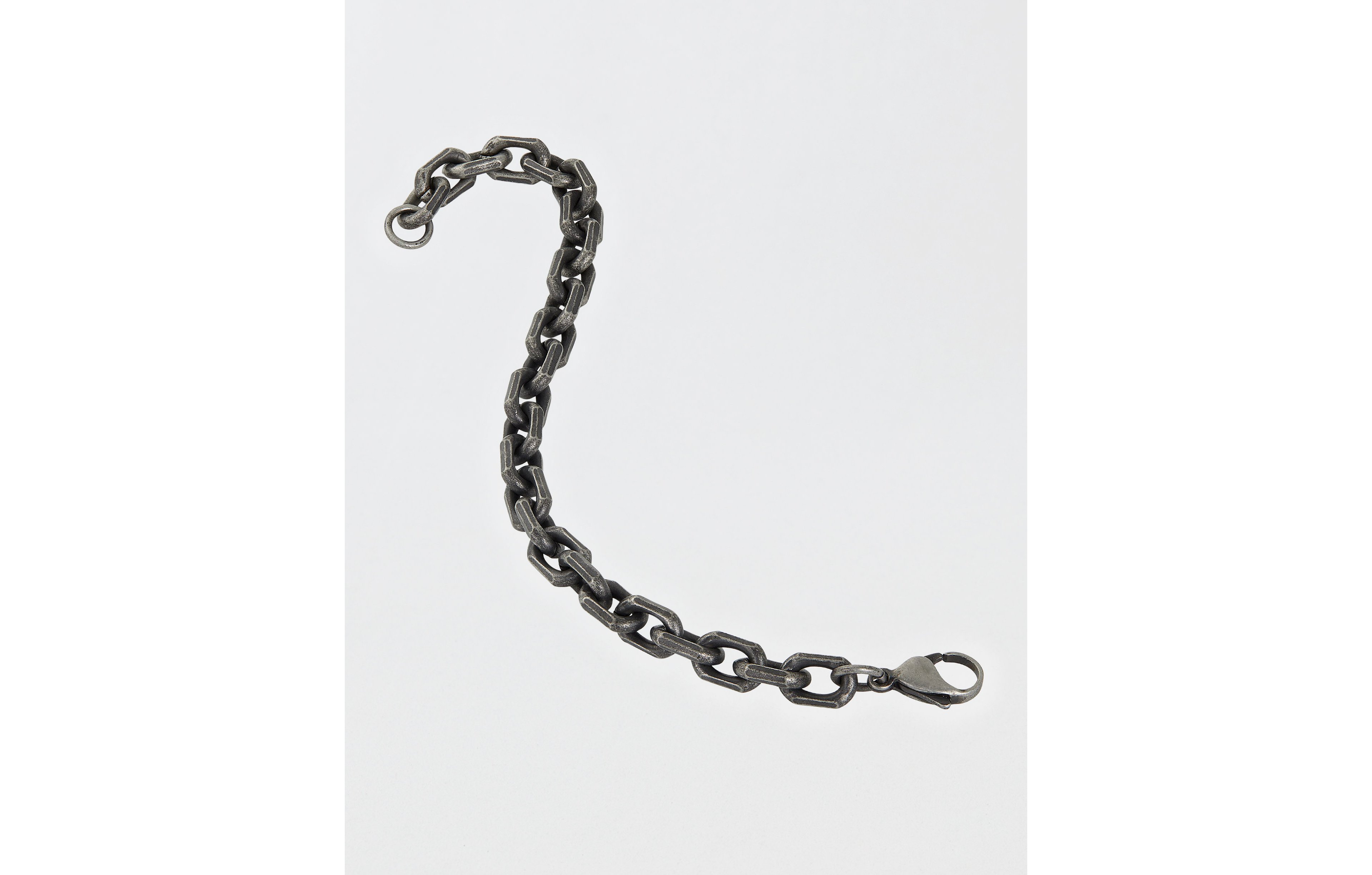 West Coast Jewelry Men's Beveled Edge Gunmetal Chain Bracelet