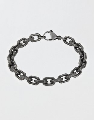 West Coast Jewelry Men's Beveled Edge Gunmetal Chain Bracelet