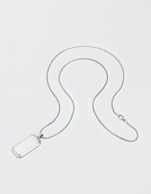 Мужское колье West Coast Jewelry Small Beveled Edge Antiqued Dog Tag, цвет: Серебряный — фото 2