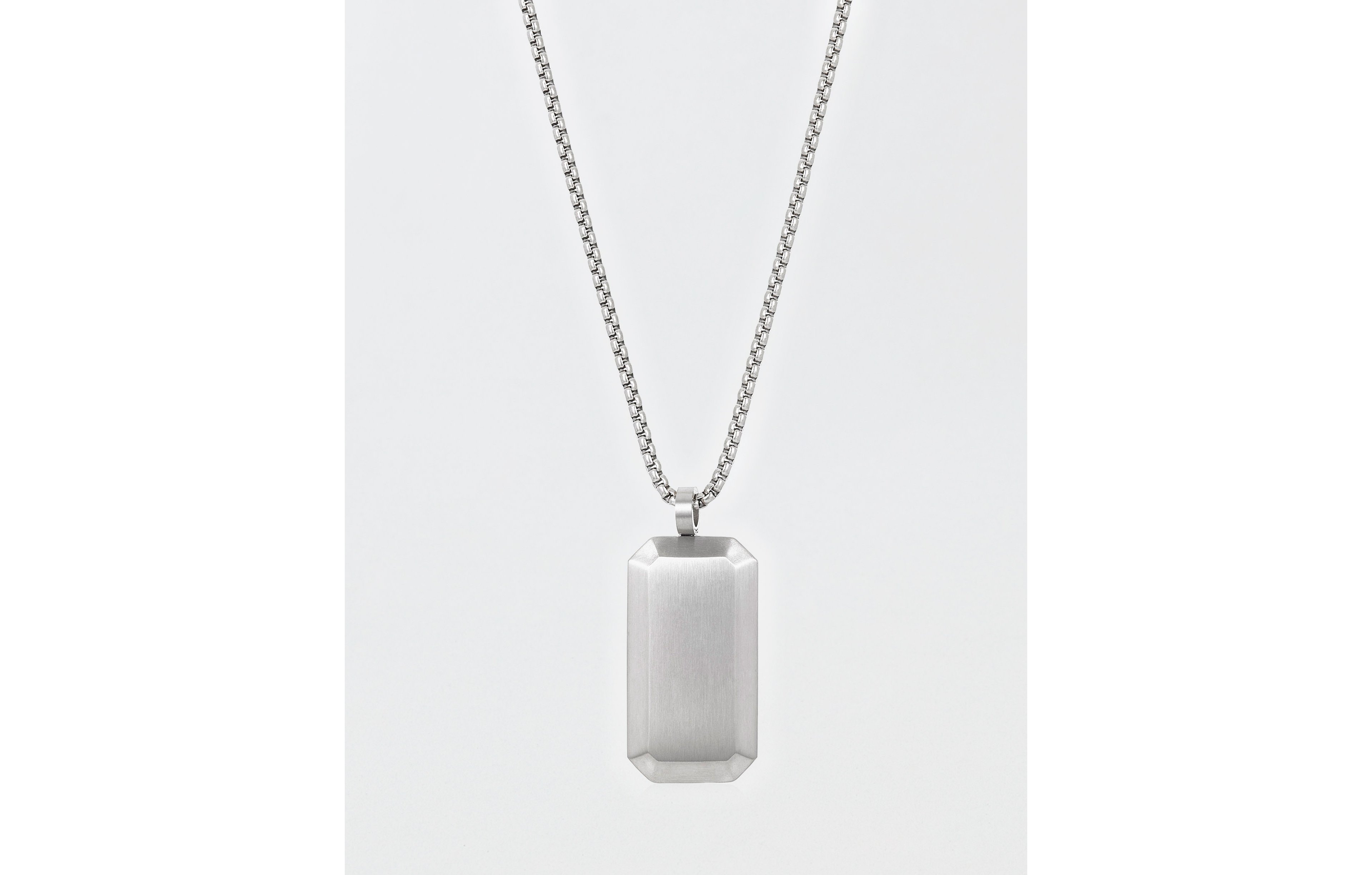 West Coast Jewelry Men's Small Beveled Edge Antiqued Dog Tag Necklace