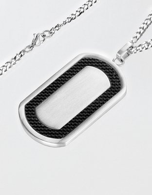 West Coast Jewelry Men's Brushed Black Carbon Fiber Frame Stainless Steel Necklace