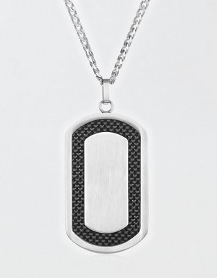 West Coast Jewelry Men's Brushed Black Carbon Fiber Frame Stainless Steel Necklace