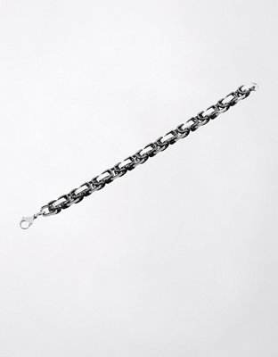 Мужской браслет West Coast Jewelry Two-Tone Stainless Steel Byzantine Chain, цвет: Чёрный — фото 3