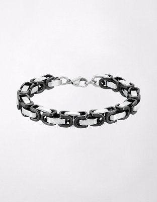 West Coast Jewelry Two-Tone Stainless Steel Byzantine Chain Bracelet