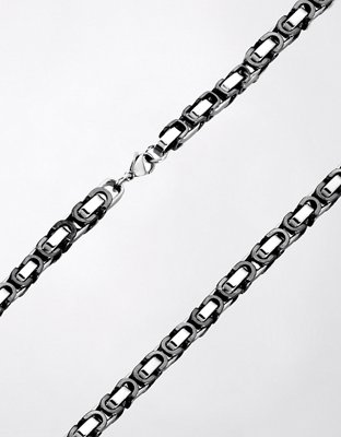 Мужское колье West Coast Jewelry Byzantine Chain Two-Tone, цвет: Чёрный — фото 2