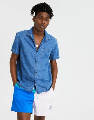 AE Short Sleeve Denim Button Up Shirt