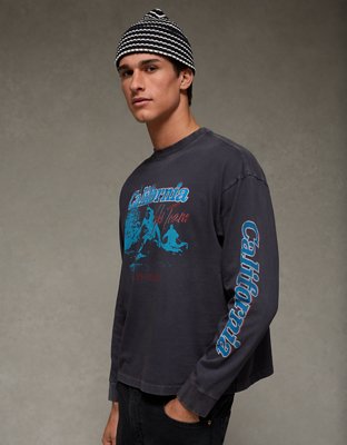 AE Boxy Long Sleeve Destination Graphic T-Shirt | American Eagle