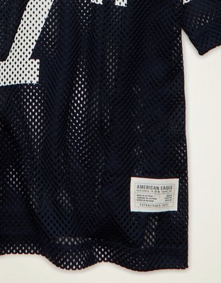 AE Boxy Fit V-Neck Graphic Mesh T-Shirt