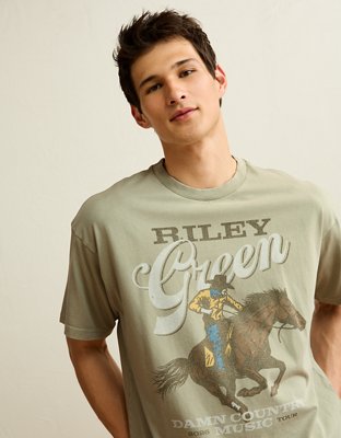 AE Boxy Riley Green Graphic T-Shirt
