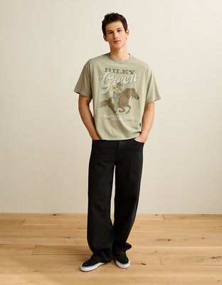 AE Boxy Riley Green Graphic T-Shirt
