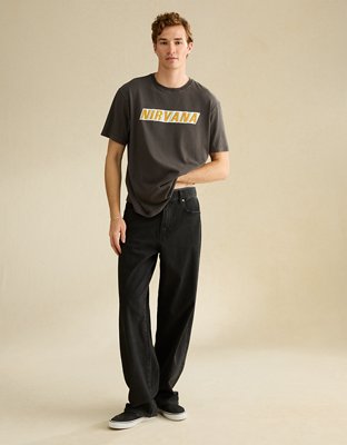 Мужская футболка American Eagle AE Standard Fit Nirvana Graphic, цвет: Сланцевый — фото 3