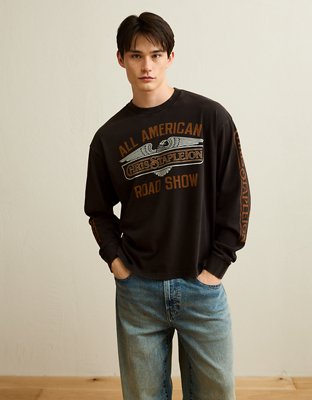 AE Boxy Fit Chris Stapleton Long-Sleeve Graphic T-Shirt