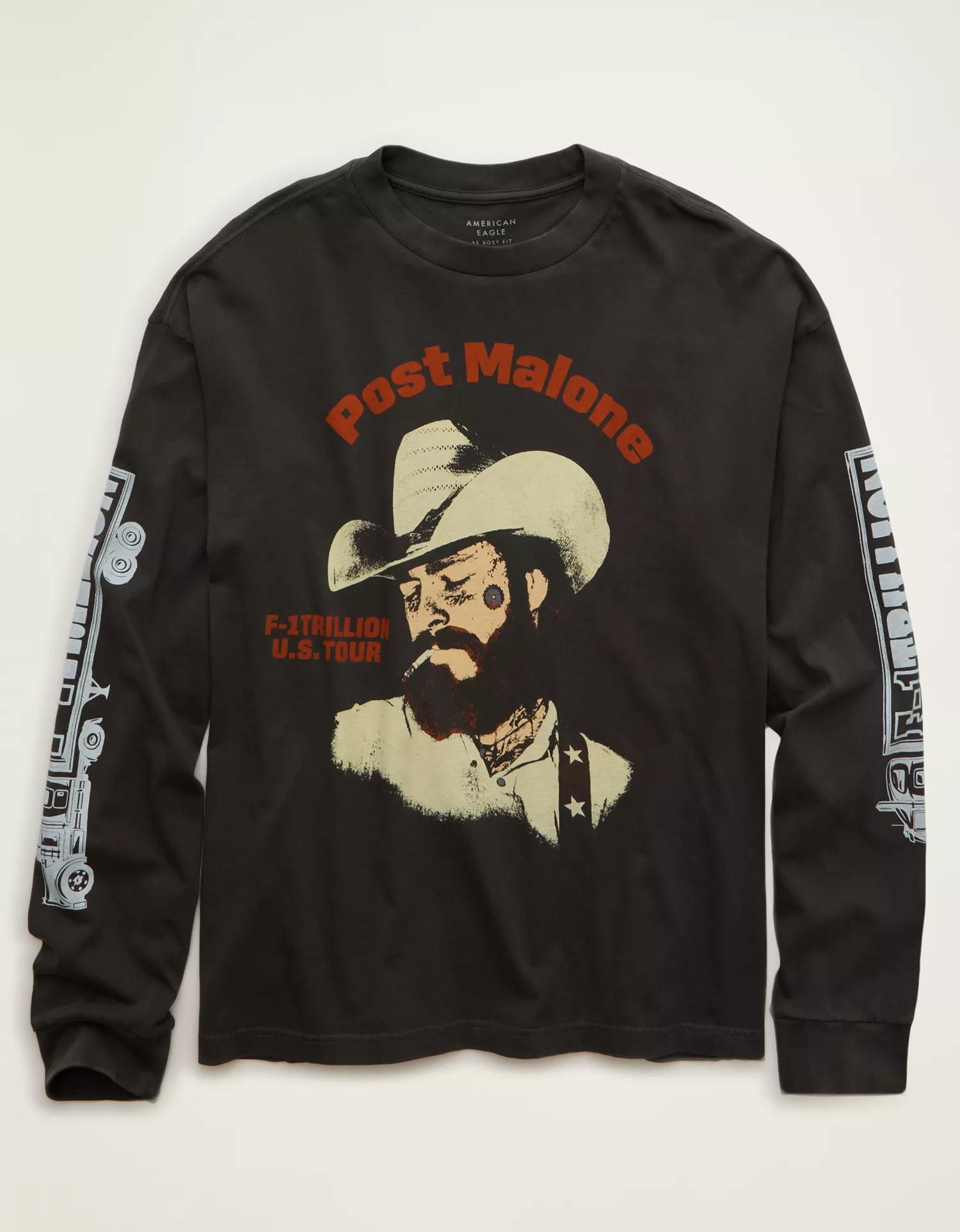 AE Boxy Fit Post Malone Long-Sleeve Graphic T-Shirt - thumbnail 3
