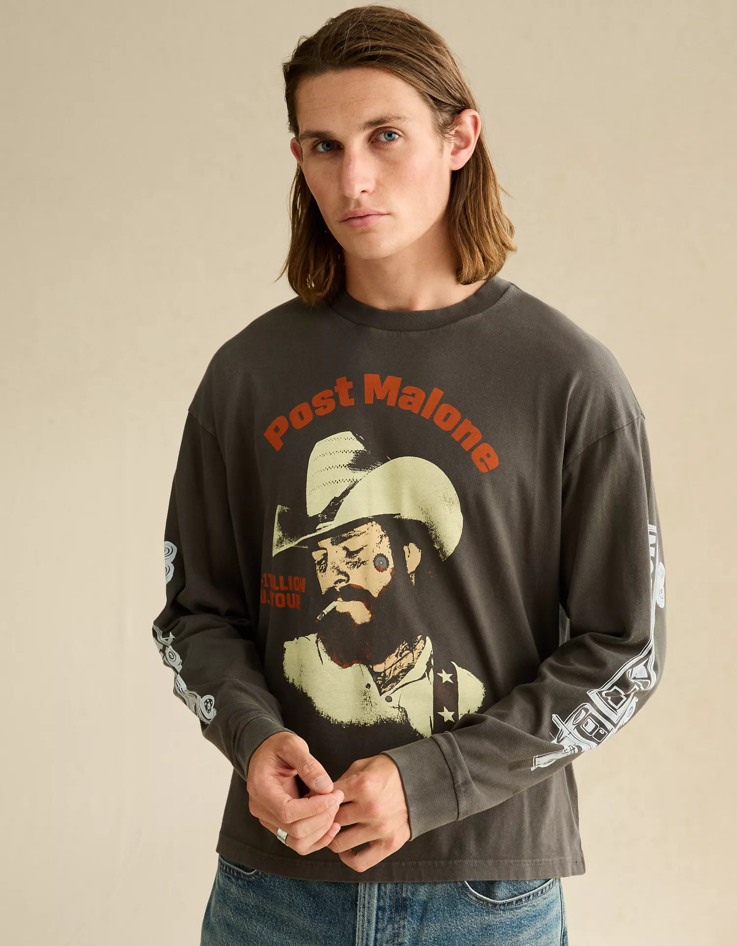 AE Boxy Fit Post Malone Long-Sleeve Graphic T-Shirt
