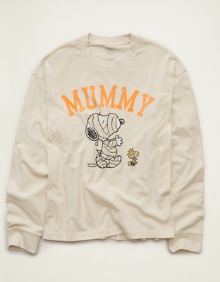 AE Boxy Fit Halloween Snoopy Long Sleeve Graphic T-Shirt
