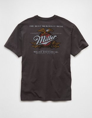 Мужская футболка American Eagle AE Standard Fit Miller Graphic, цвет: Сланцевый — фото 4
