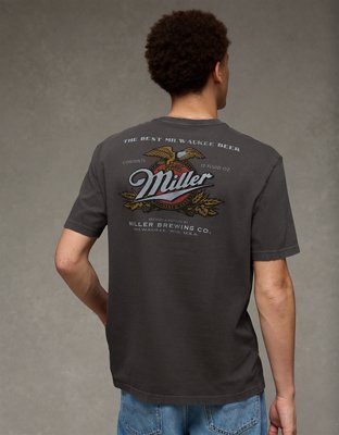 Мужская футболка American Eagle AE Standard Fit Miller Graphic, цвет: Сланцевый — фото 2