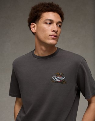 Мужская футболка American Eagle AE Standard Fit Miller Graphic, цвет: Сланцевый — фото 5