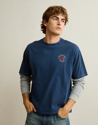 Мужская футболка American Eagle AE Boxy Fit Grateful Dead Graphic, цвет: Тёмно-синий — фото 8