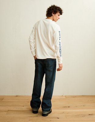Мужская футболка American Eagle AE Standard Fit Long-Sleeve Graphic Thermal, цвет: Белый — фото 2