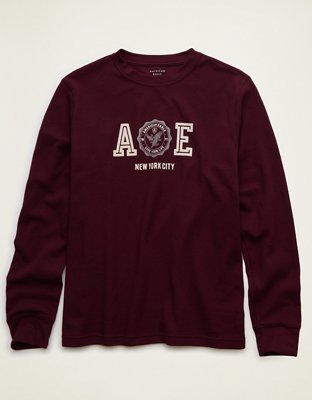 AE Standard Fit Long-Sleeve Graphic Thermal T-Shirt Men's Deep Burgundy XL Tall