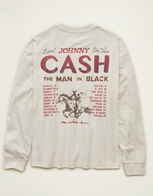 Мужская футболка American Eagle AE Boxy Fit Johnny Cash Long-Sleeve Graphic, цвет: Белый — фото 4