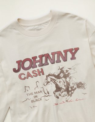 Мужская футболка American Eagle AE Boxy Fit Johnny Cash Long-Sleeve Graphic, цвет: Белый — фото 6