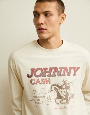 AE Boxy Fit Johnny Cash Long-Sleeve Graphic T-Shirt