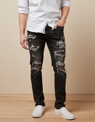 Patched best sale jeans mens