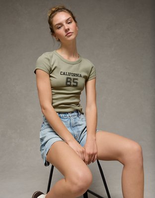 AE Graphic Hey Baby Tee | American Eagle