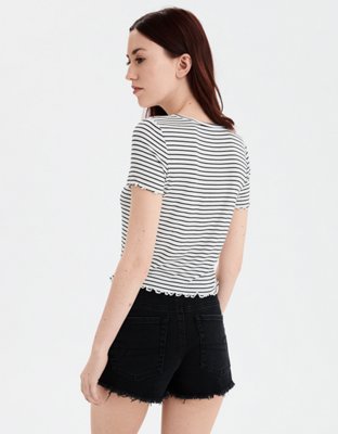 Женские футболки American Eagle AE Striped Graphic Baby T-Shirt — фото 2