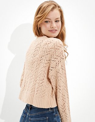 Женские свитеры American Eagle AE Cropped Pointelle Crew Neck Sweater — фото 2