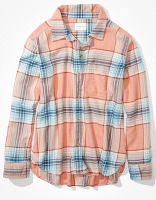 Женские рубашки American Eagle AE Plaid Button-Up Shirt — фото 3