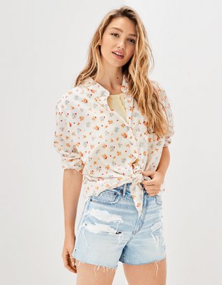 American Eagle AE Oversized Long-Sleeve Button-Up Shirt