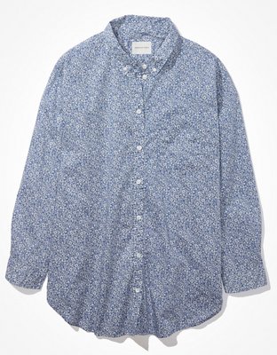 Женские рубашки American Eagle AE Oversized Long-Sleeve Button-Up Shirt — фото 3