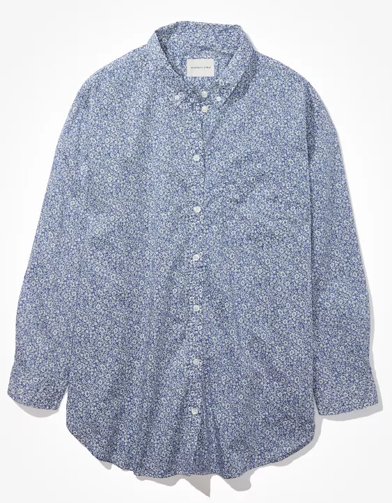 AE Oversized Long-Sleeve Button-Up Shirt