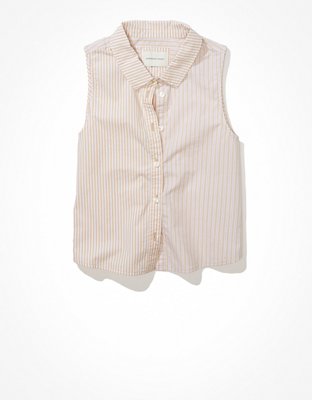 Женские рубашки American Eagle AE Oversized Sleeveless Button-Up Shirt — фото 3